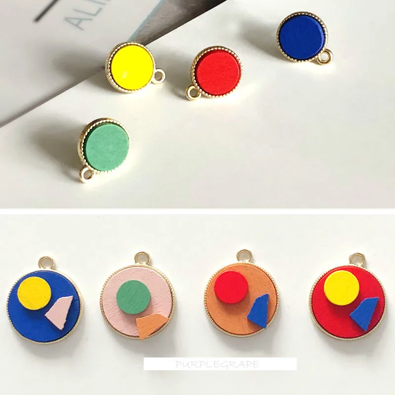 Цветные круглые деревянные серьги из серебра 925 пробы дерева в стиле ретро