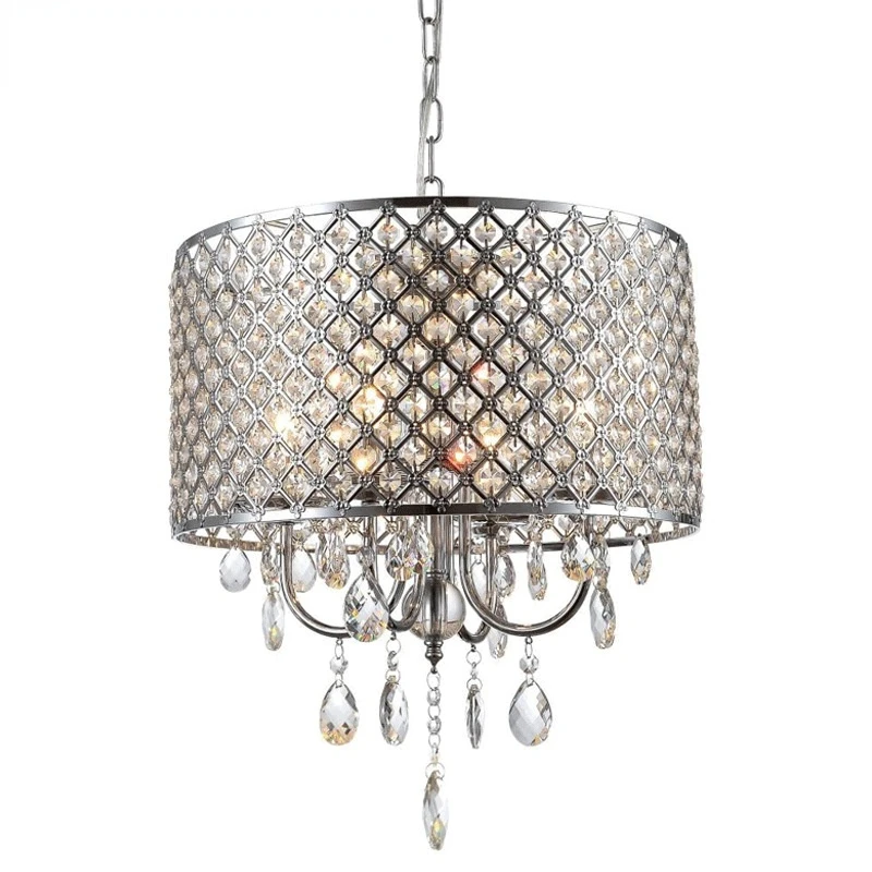 

LED Crystal Ceiling Chandelier Creative Stainless Steel Cage Simple E14 Light Chandeliers For Living Room 2021