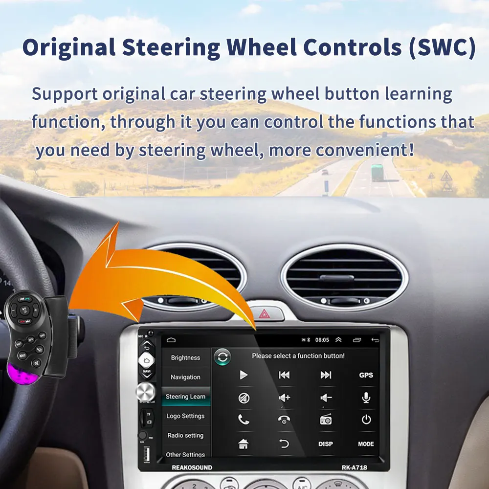 Автомагнитола Podofo 2din Android 8 1 GPS Bluetooth Wi Fi MirrorLink 7 дюймов|Автомобильные