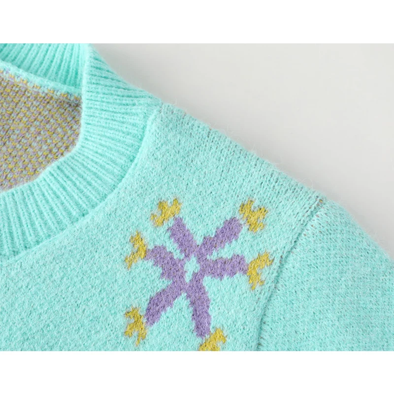 Женский кардиган вязаный модный свитер в Корейском стиле с цветочным принтом для