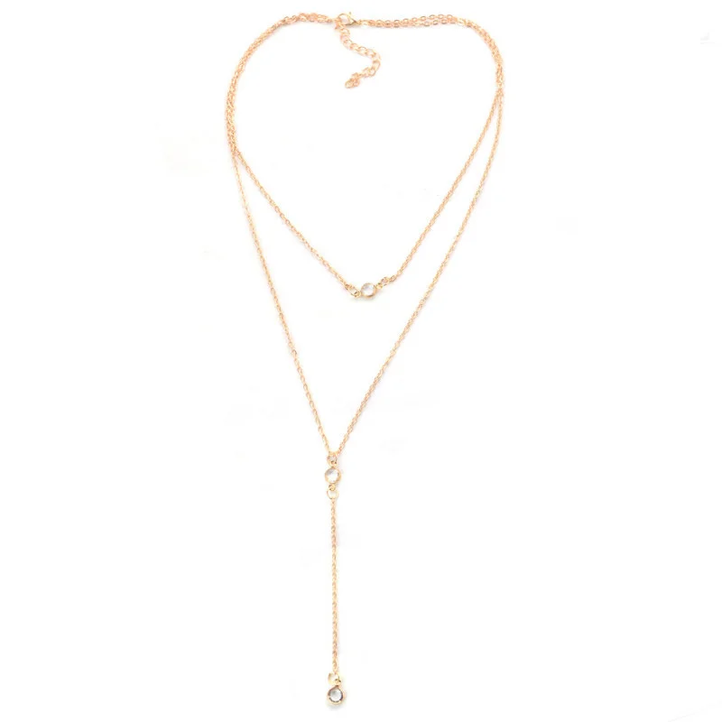 

Creative Rhinestone Geometry Multilayer Necklace for Women Retro Jewelry 2021
