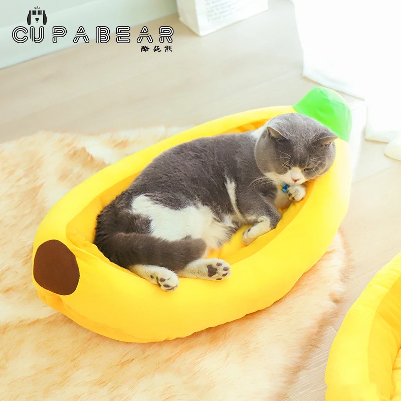 

Funny Banana Shape Cat Bed Nest Durable Kennel Dog Cushion Basket Cute Cozy Mat for Kitten Puppy Chihuahua Accessories