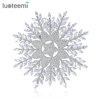 luoteemi fashion brand big snowflake brooch for women winter coat christmas nurses gifts for girl aaa cubic zircon accessroies