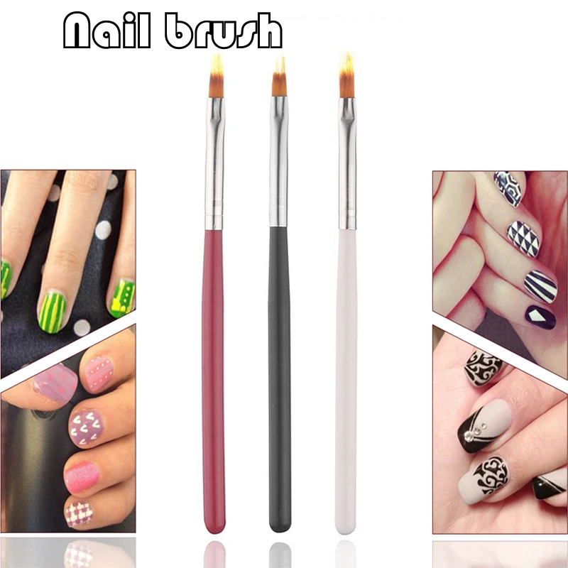 

1pcs Nail Brush Pen UV Gel Gradient Bloom Nail Art Painting Wood Handle Nylon Hair Black White Red Draw Manicure Nail Tool