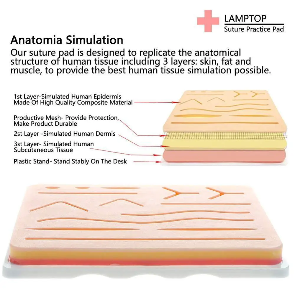 Многомоточный модуль для шова силиконовый тренировочный имитационный блок кожи