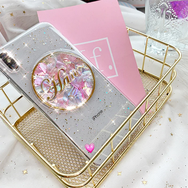 Роскошный блестящий чехол с именем и надписью на заказ круглый для телефона Samsung