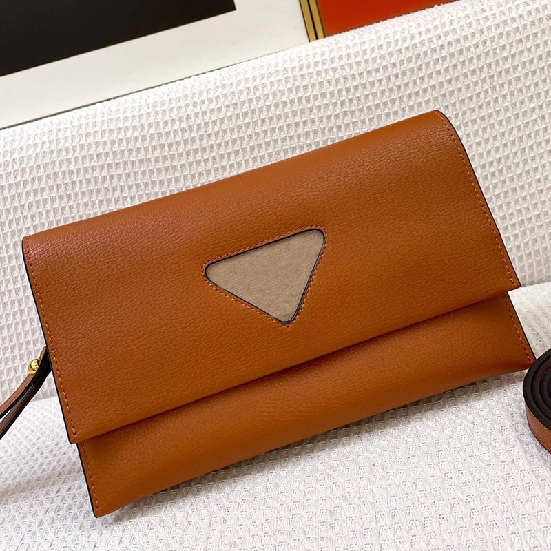 

Retro Contrasting Color Triangle Decoration Multifunctional Leather Horizontal Clutch Ladies New Fashion Diagonal Shoulder Bag