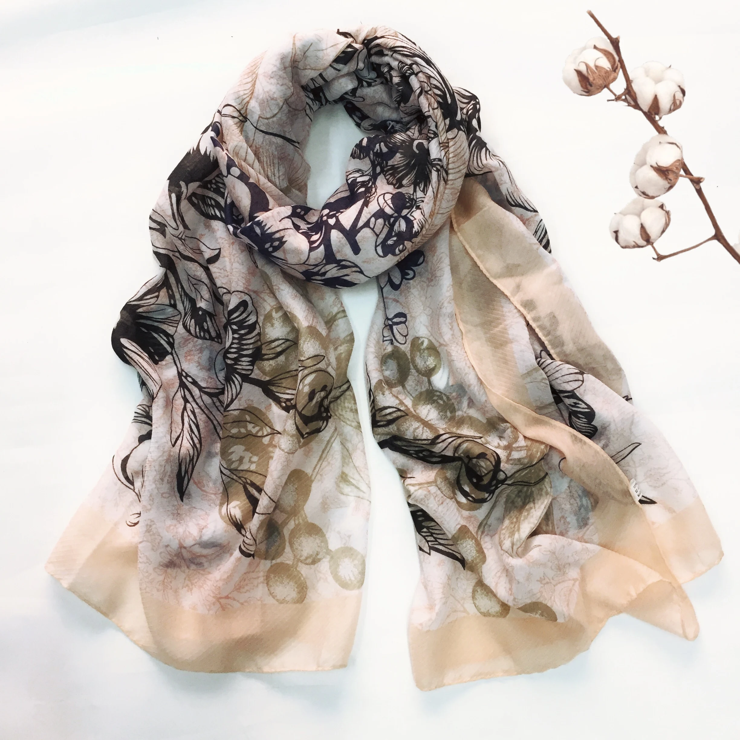 2019 New Women Cotton Flower Print Scarves Shawls Long Soft Blossom Fruit Wrap Scarf Hijab Echarpe 6 Color Free Shipping |