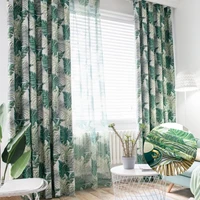 blackout tropical printed curtains for living room nordic green leaves palm tulle curtain for bedroom window treatments