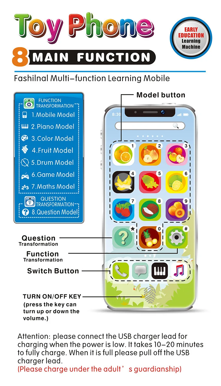 Детский учебный Английский музыкальный телефон Обучающие интерактивные игрушки
