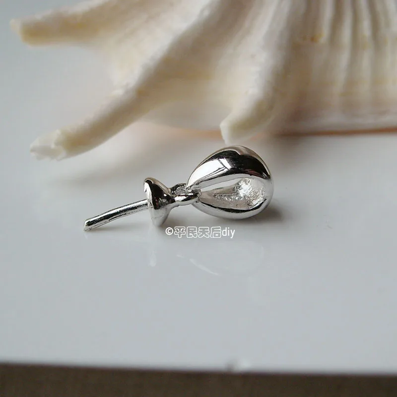 Подвеска из серебра 925 пробы соединитель Бейл зажим с чашкой и подвеской для