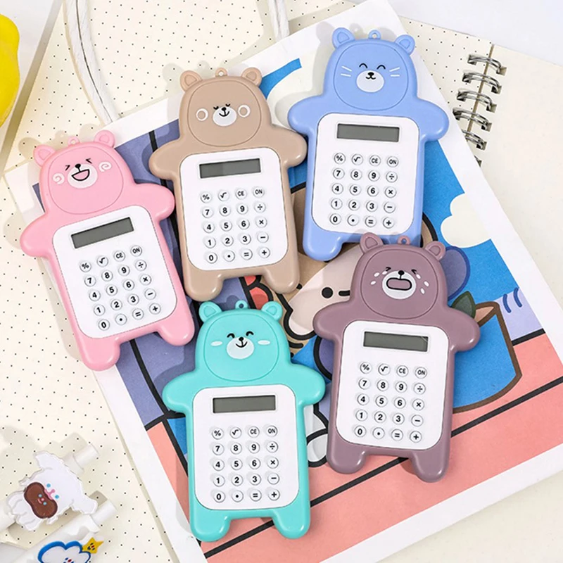 

1pc Cute Pocket Calculator Handy Size 8 Digit Display Battery Operated Office Kawaii Animal Calculator Gifts For Kids Girl