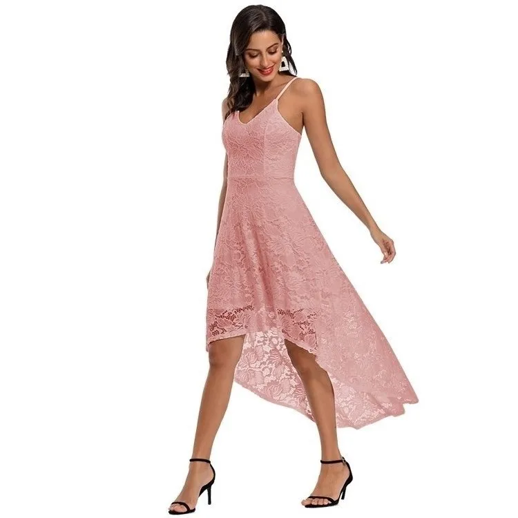 

Sling Halter Dress 2021 New Plus Size Women's Sleeveless Fashion High-quality Lace Fairy Charming Sexy Asymmetric Dress Skirt
