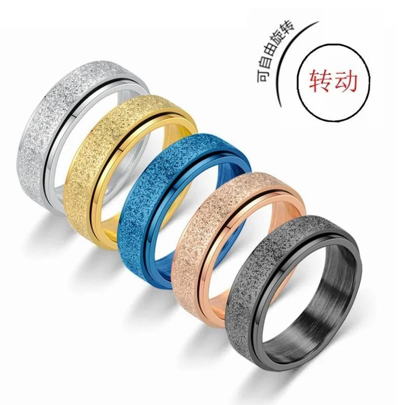 

Silver Blue Black Rose Gold Plated Thumb Minimalist Fidget Anxiety Ring Stainless Steel Stackable Finger Worry Couple Jewelry
