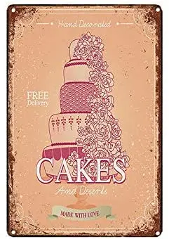 

Оловянная винтажная железная живопись Cakes.12 X 8 дюймов, металлическая пластина, новинка, декор для клуба, кафе, бара