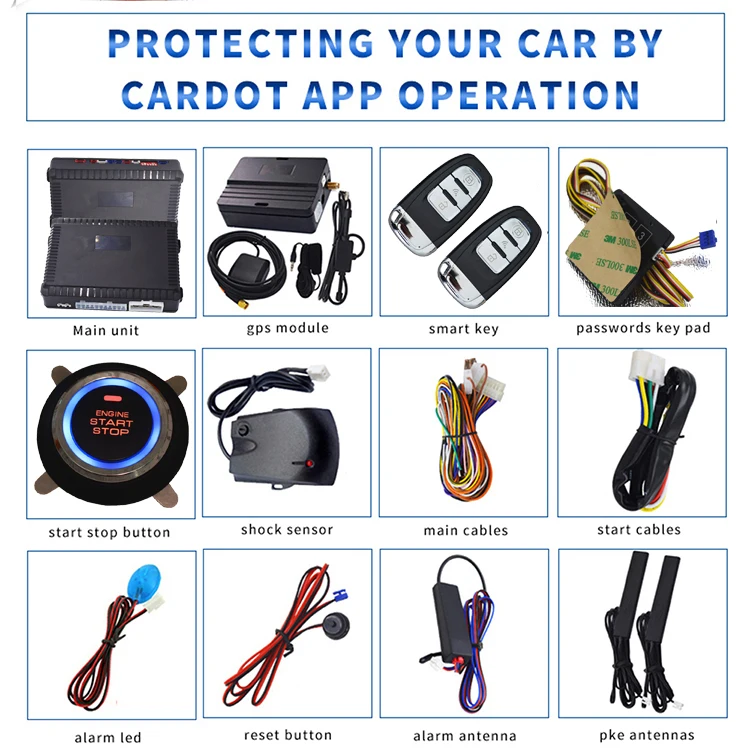 Cardot 4g gps gsm дистанционный стартер старт стоп двигатель Smart Pke Автосигнализация без ключа