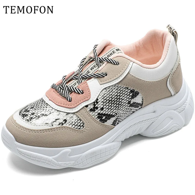 Новинка Женская обувь Массивные кроссовки на платформе Обувь вулканизированной