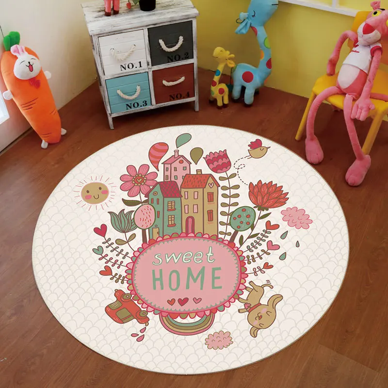 

Nordic Bedroom Round Carpet Study Computer Chair Coffee Table Carpet Bedside Trend Cartoon Mat Living Room Carpet Generation