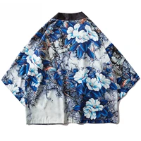 japanese style floral printed kimono shirts jackets 2020 hip hop streetwear front open coats thin gown japan style