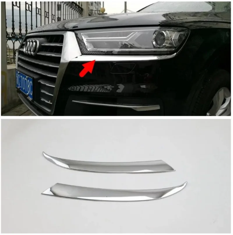 

For Audi Q7 2016 Car Front Headlight Below Eyelid Cover Trim Sticker ABS Car Styling