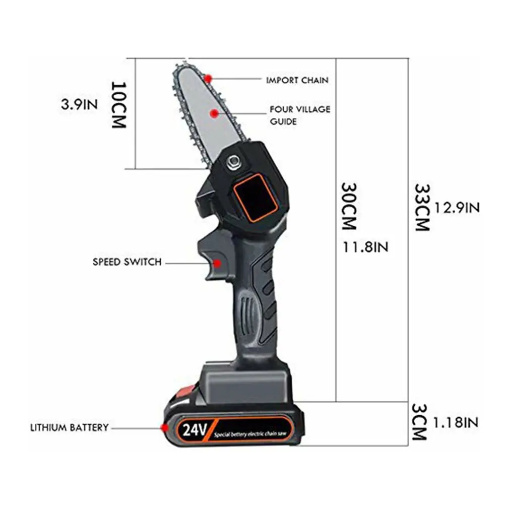 

4-inch Chain Saw Blade Guide For 24V Lithium Battery Portable Electric Pruning Saw Rechargeable Electric Saws Woodworking Tool