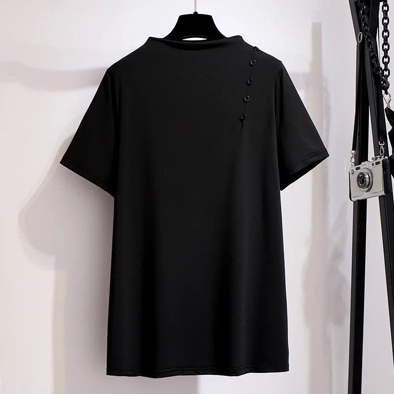 

Large Size T-shirts 2020 Summer New Style Base T-Shirt Western Style Half-Turtle-Neck Online Celebrity Short Sleeve Tops