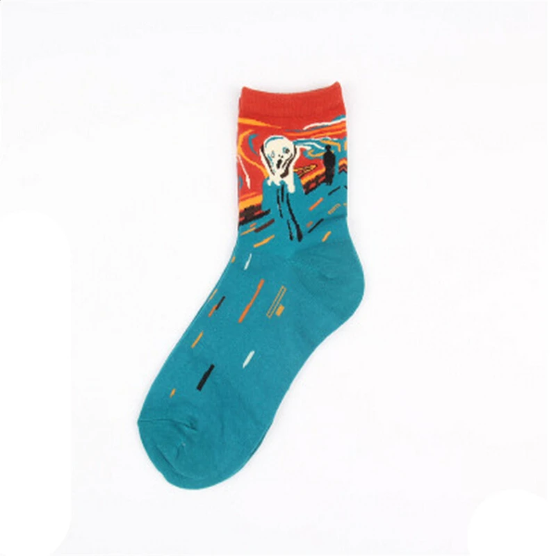 Новинка осень и зима серия масляной живописи мужские женские пары носки западная