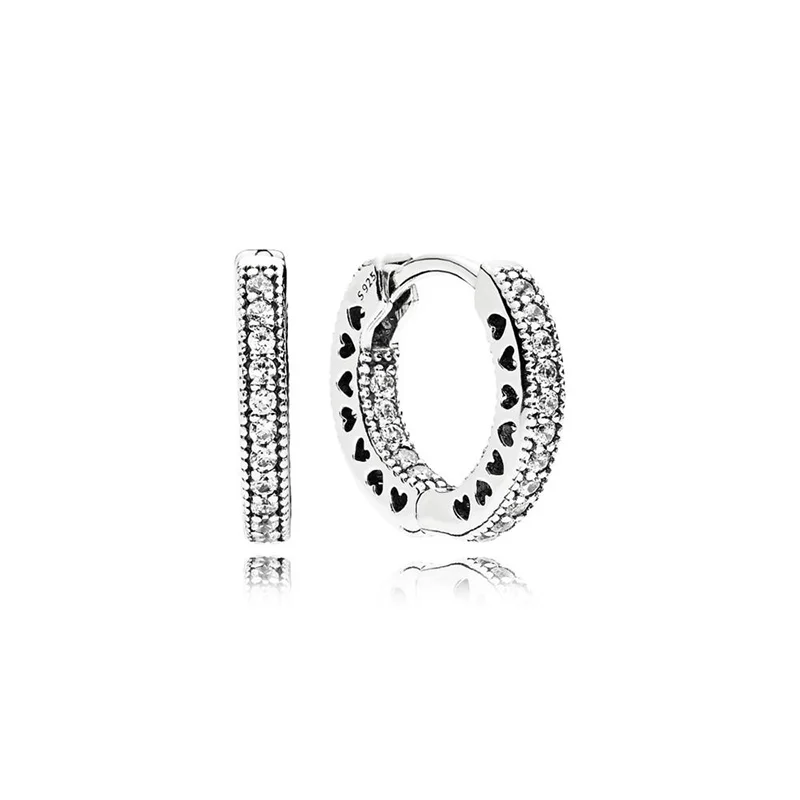 Серьги-пусеты с маленьким сердечком и камнями Паве из 100% серебра 925 пробы "Гламур". Женские оригинальные серьги для свадьбы, ювелирные украшения моды на Рождество.