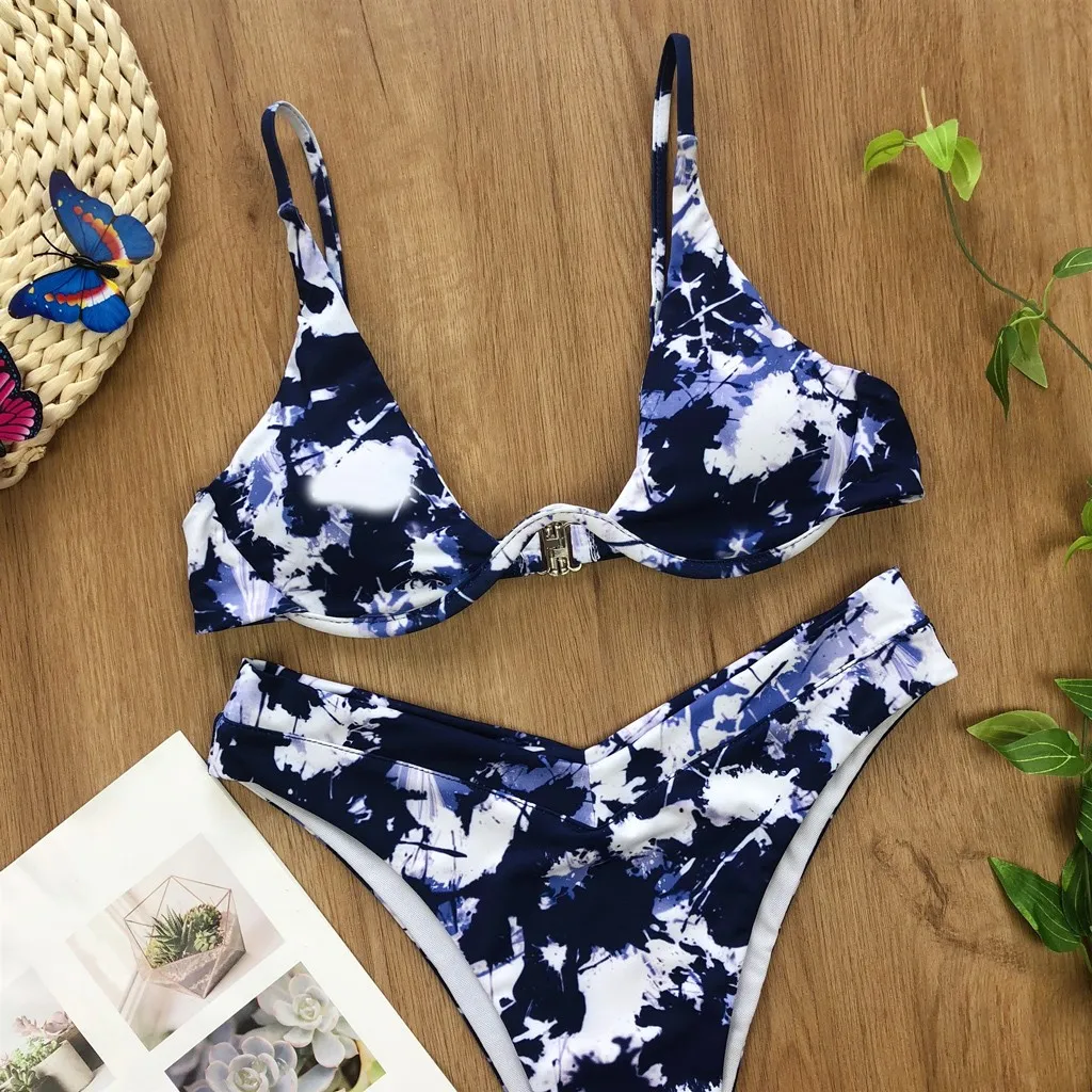 Купальник Ms. Tie Dye с принтом сексуальный Двухсекционный бикини пуш ап купальник