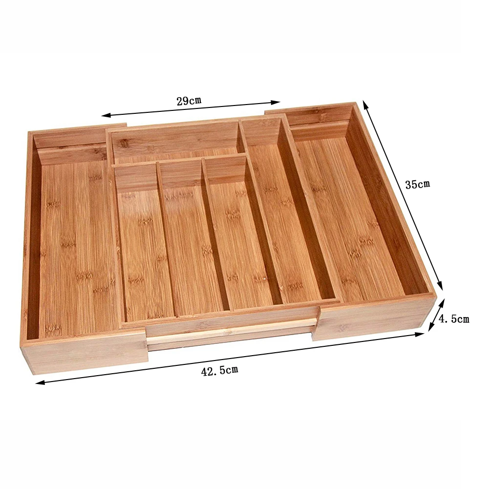 Выдвижная коробка для хранения кухонных столовых приборов с 7 сетками бамбуковые