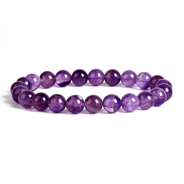 Dream Amethysts Beads Bracelets Women 4/6/8/10mm Natural Stone Charm Yoga Meditation Reiki Bracelets Energy Healing Jewelry Gift 8