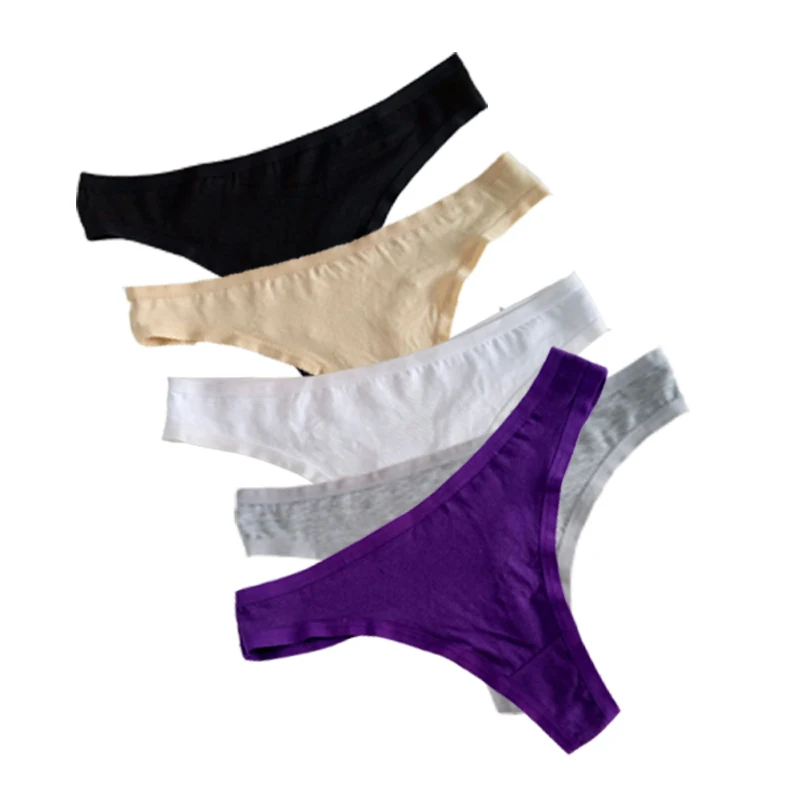 

5Pcs Thongs Girls Tangas Ladies Seamless Cotton Briefs Lingeries Plus Size T Panty G String Panties Women Underwear T Back