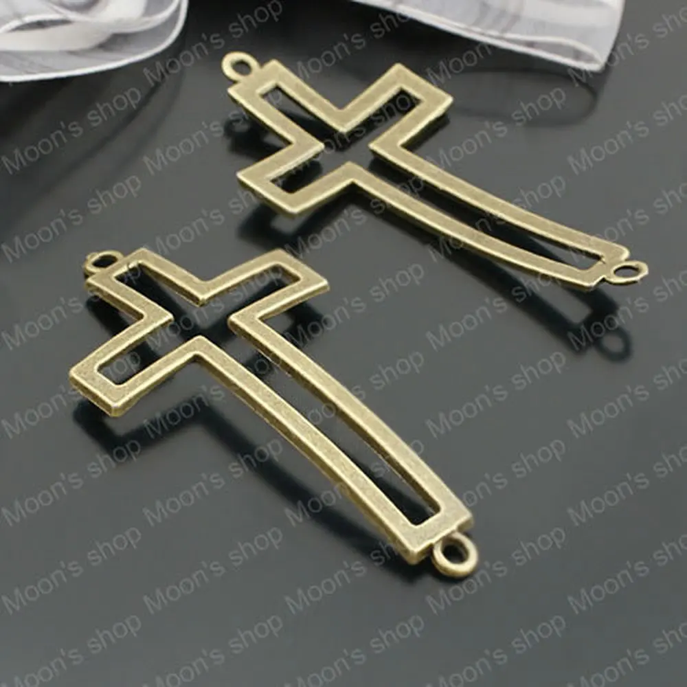 Оптовая продажа 53*27 мм винтажные бронзовые полые крест сплав два отверстия DIY аксессуары, браслеты 100 г примерно 31-33 штук (JM3551)