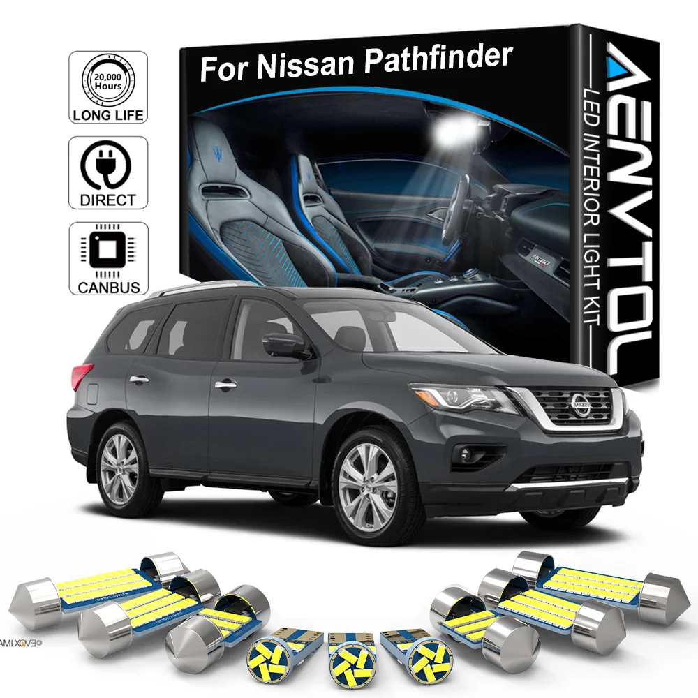 AENVTOL Canbus For Nissan Pathfinder R52 R51 R50 WD21 1986-2014 2015 2016 2017 2018 2019 2020 Interior LED Light Accessories Kit