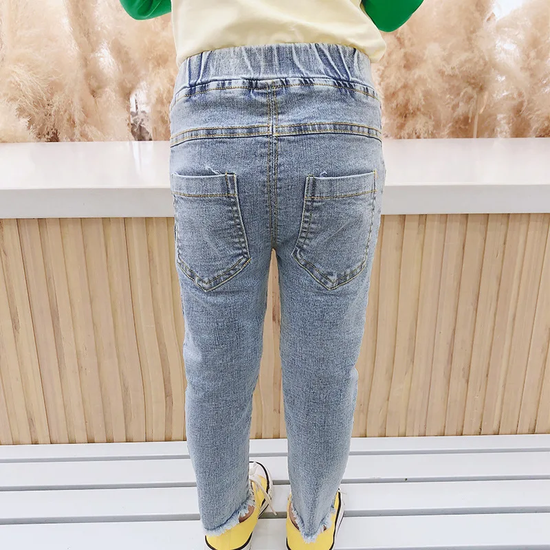 Обтягивающие джинсы для маленьких девочек модные детские хлопковые ковбойские