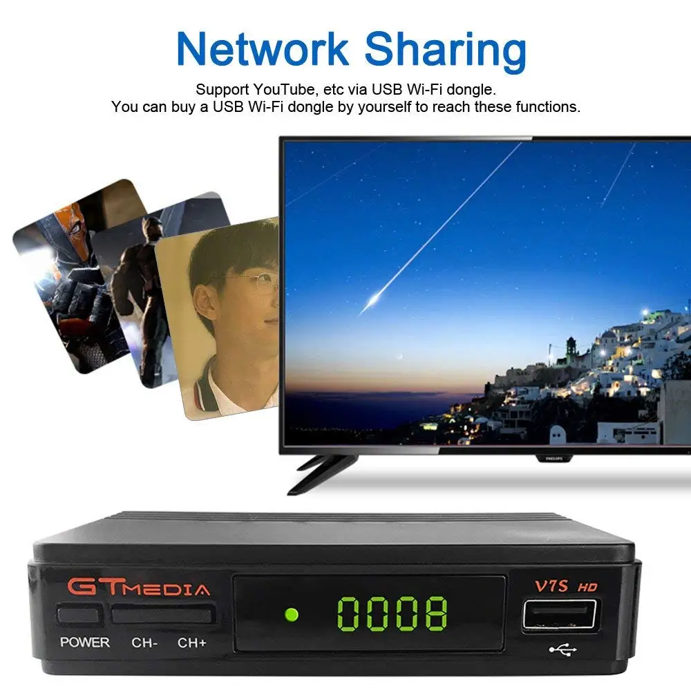 Freesat V7 HD DVB-S2 Full HD 1080P спутниковый ТВ приемник+ USB wifi Anttena Испания Бразилия ТВ тюнер Поддержка CCCAM NEWCAM телеприставка