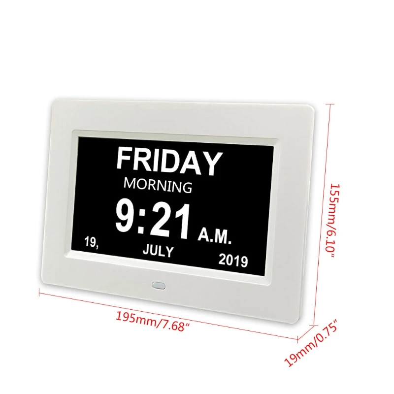 

13MA 7 "Inch Digital Clock Calendar with Oversized Font Date Day Reminder for Elderly and Children