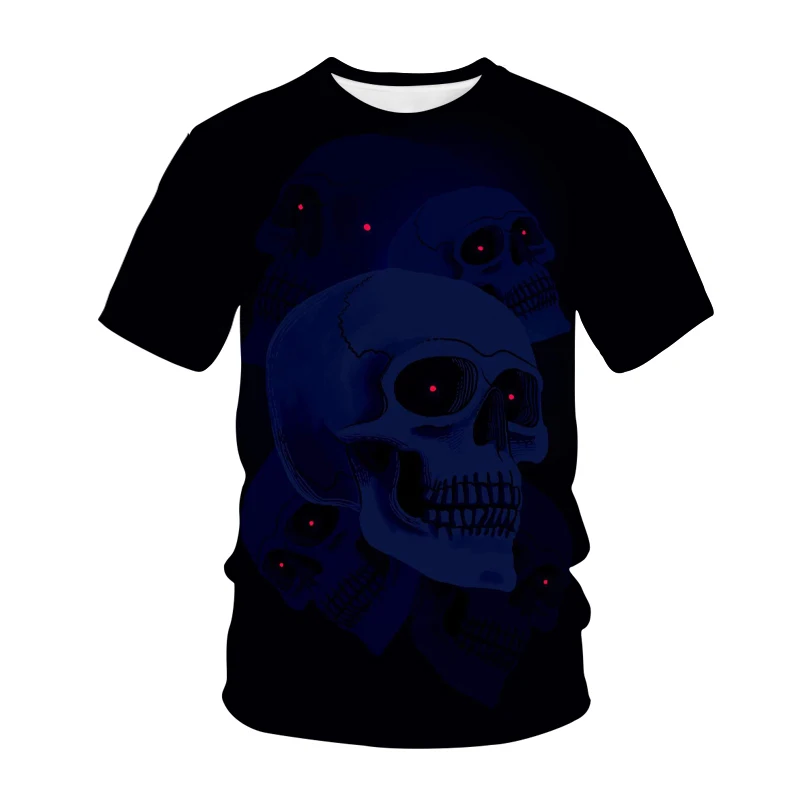 

2021 New 3D Printed Horror Skull Men's and Women's T-Shirt Children's Fun Fashion Casual Short Sleeve Top