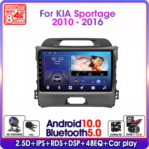 android 10 0 2 din car radio multimedia rds dsp 48eq ips video player for kia sportage 3 2010 2016 gps navigation autoradio dvd free global shipping