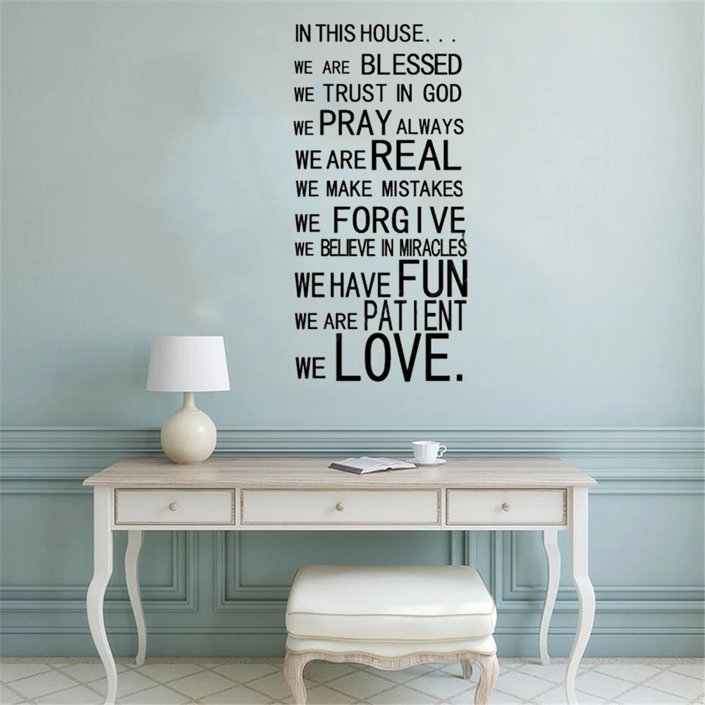 

God christian house rule wall stickers God blessed prayer wall decals home decor for living room bedroom vinyl DW13066