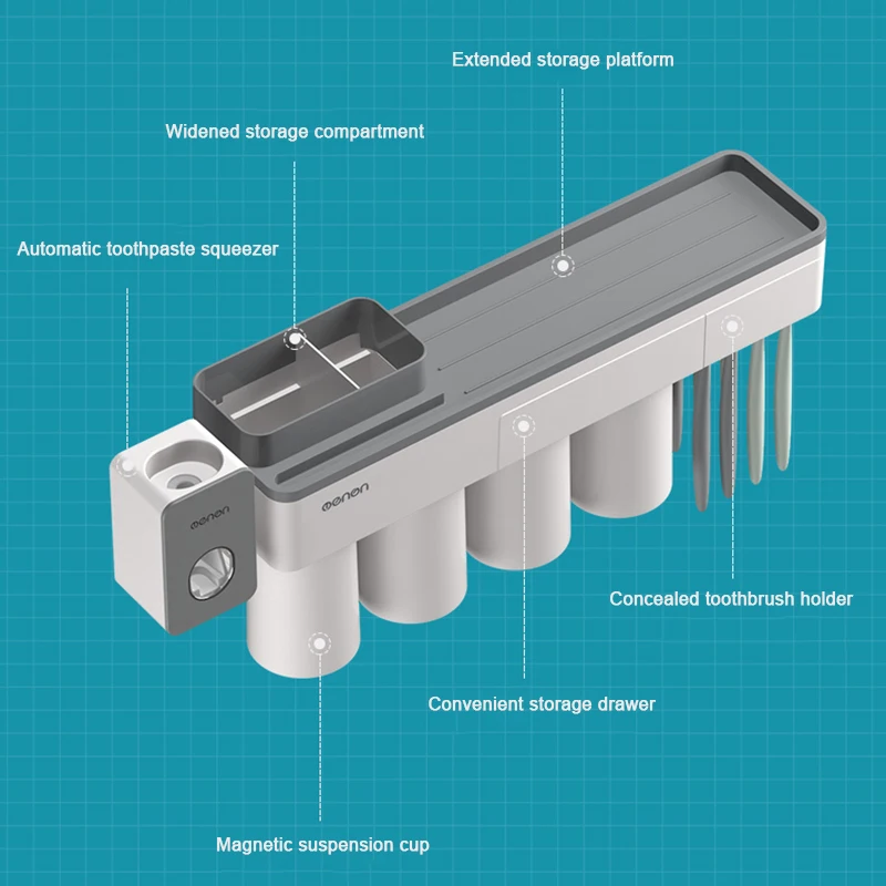 Новая Магнитная Адсорбция Зубная щётка держатель с 4 чашки настенный Ванная