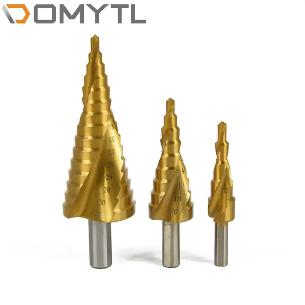 

3Pcs 4-12/20/32mm Triangular Shank Spiral Groove Step Opening Reaming Drill Bits