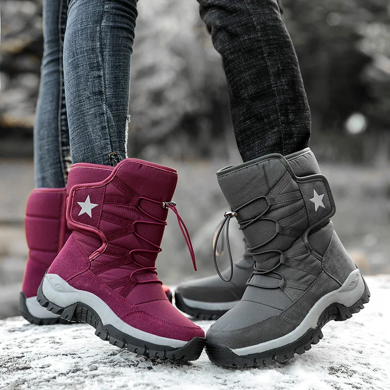 

Fashion Warm Fur Woman Winter Shoe Hombres Women Snow Boots Winter Female Boots Thick Plush Waterproof non-slip Thigh High Boots