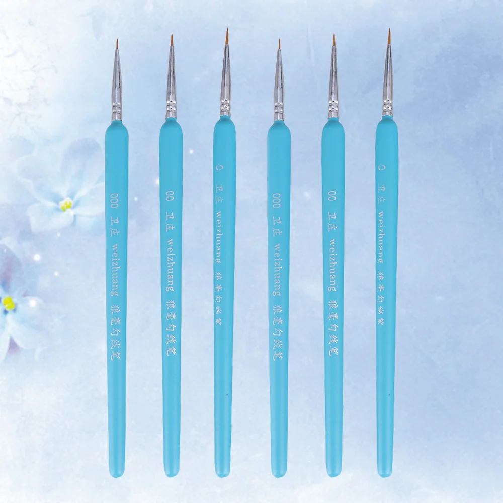 

6Pcs Wolf Hair Tip Brushes Professional Detail Paint Brush Fine Detailing Painting Drawing Brushes)