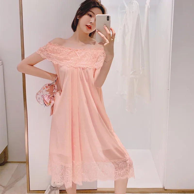 

Ночная рубашка принцессы с вырезом-лодочкой, кружевная, один размер