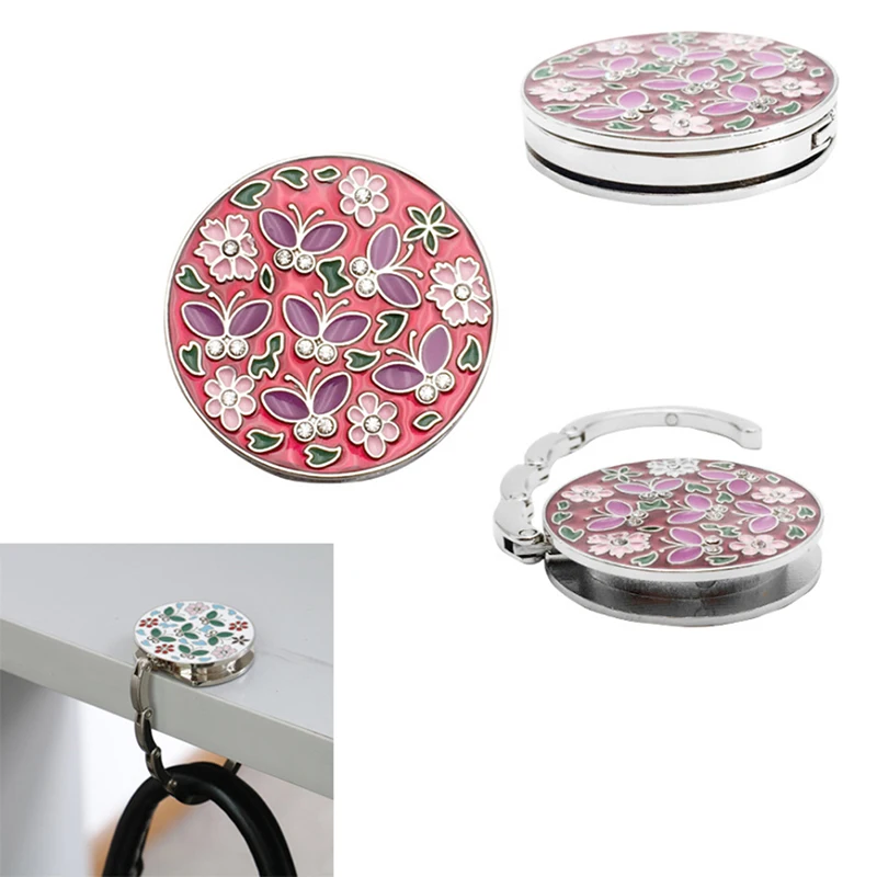 

Mini Foldable Folding Table Handbag Hook Purse Tote Flower Shape Metal Bag Table Hanger Holder Decoration for Home