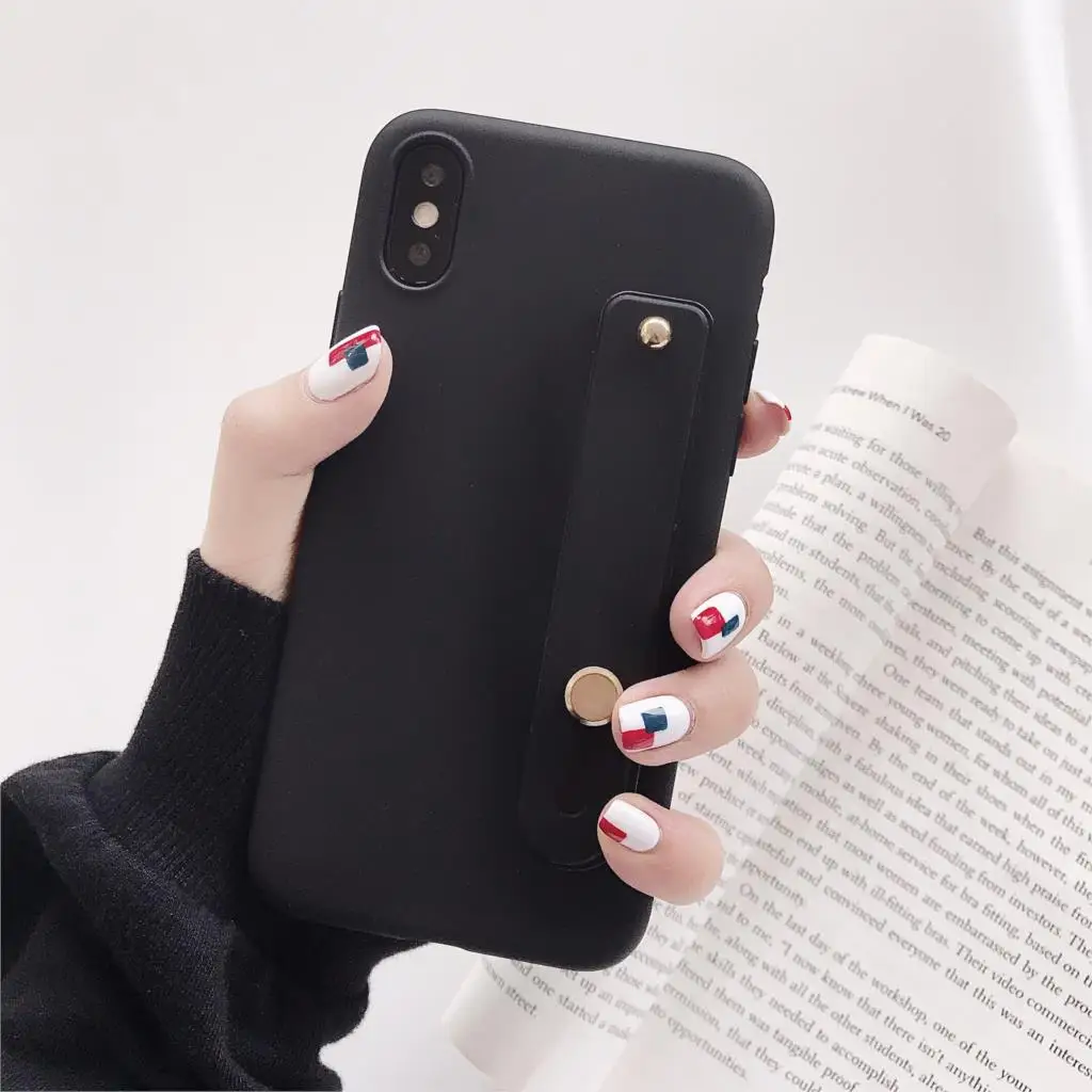 WristStand Black Простой матовый чехол из ТПУ с подставкой для Motorola Moto G7 power G6 Plus G5S G5 E5 Play E4+ X4 C Z3 наручный ремешок чехол - Цвет: WristStand Black
