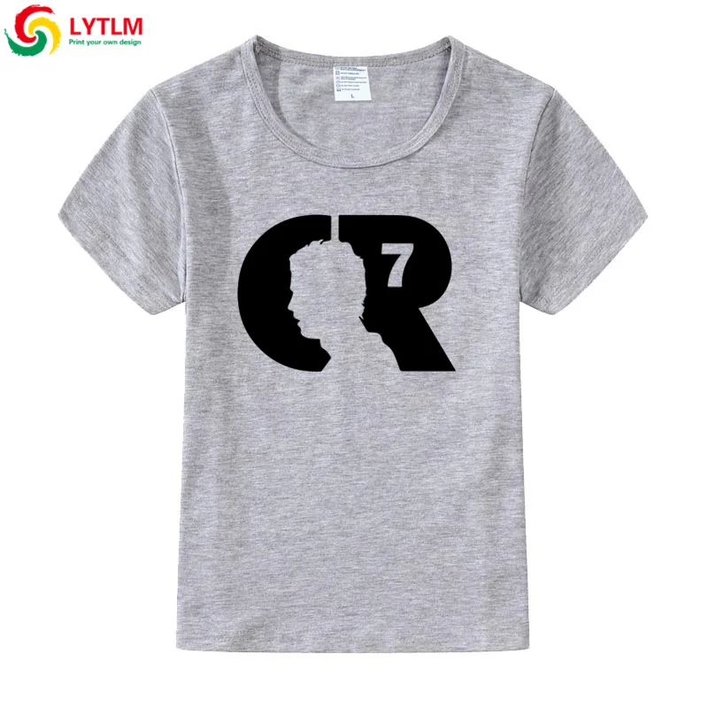 LYTLM Cristiano Ronaldo/футболки для мальчиков-подростков детские топы для девочек, Camiseta, рубашки для девочек детская футболка для девочек, детская одежда - Color: DX LYCRA Grey