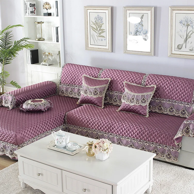 Нескользящий кружевной чехол для дивана Шелковый на руку винтажный стиль в