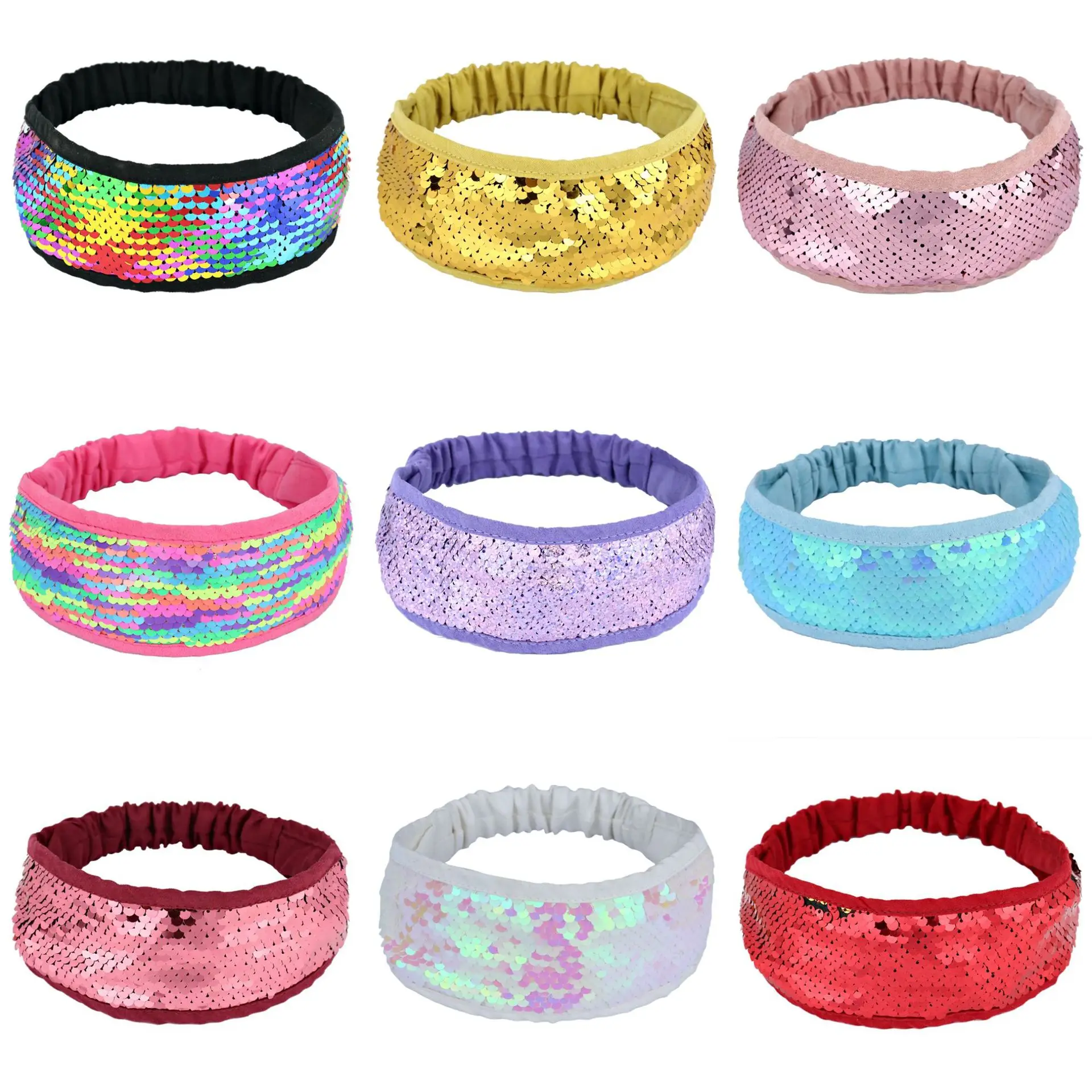 

New Attractive Double-Sided Sequined Headband Lady Flip Sequined Fish Scales Headband Reversible Fashion Headband